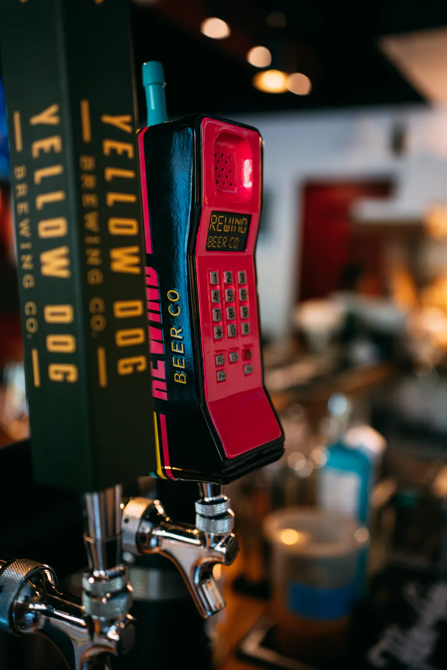 Yellow Dog and local craft beer taps at the bar